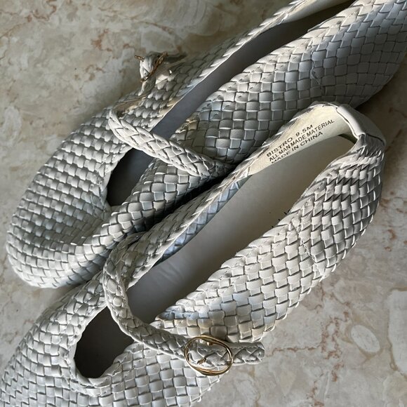 House of Harlow 1960 Sz 9.5 Bistro Woven White Ballet Flats - Picture 12 of 12